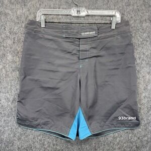 93 Brand Citizen Shorts Men's 34 x 8 Gray Blue Grappling MMA BJJ Muay Thai Fight